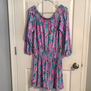 Lilly Pulitzer Cyla Off-The-Shoulder Romper - Seaweed Samba